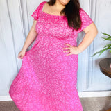 Perfectly You Fuchsia Ditzy Floral Fit & Flare Maxi Dress