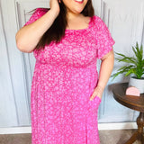 Perfectly You Fuchsia Ditzy Floral Fit & Flare Maxi Dress