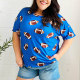 Game Day Blue Football Print Knit Top