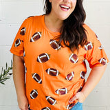 Game Day Orange Football Print Knit Top