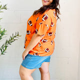 Game Day Orange Football Print Knit Top