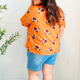 Game Day Orange Football Print Knit Top