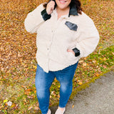 Feeling Bold Ivory Sherpa Fleece Faux Leather Jacket