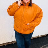 Eyes On You Butterscotch Quilted Puffer Jacket