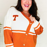 Game Day Burnt Orange "T" Embroidered Cardigan