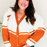 Game Day Burnt Orange "T" Embroidered Cardigan