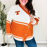 Game Day Burnt Orange "T" Embroidered Cardigan