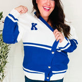 Game Day Blue "K" Embroidered Cardigan