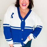 Game Day Blue "K" Embroidered Cardigan