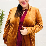 Holiday Stunner Rust Velvet Lapel Blazer