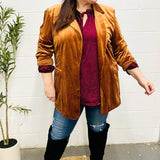 Holiday Stunner Rust Velvet Lapel Blazer