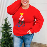 All I Want Red Christmas Tree Lurex Embroidery Sweater