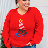 All I Want Red Christmas Tree Lurex Embroidery Sweater