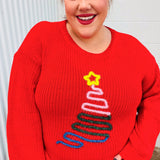 All I Want Red Christmas Tree Lurex Embroidery Sweater