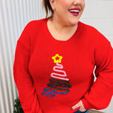 All I Want Red Christmas Tree Lurex Embroidery Sweater