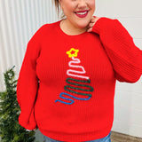 All I Want Red Christmas Tree Lurex Embroidery Sweater