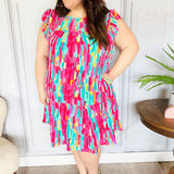 Feeling Bold Multicolor Abstract Print Tiered Ruffle Sleeve Dress