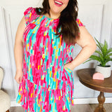 Feeling Bold Multicolor Abstract Print Tiered Ruffle Sleeve Dress