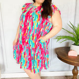 Feeling Bold Multicolor Abstract Print Tiered Ruffle Sleeve Dress