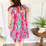 Feeling Bold Multicolor Abstract Print Tiered Ruffle Sleeve Dress