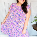 Spring Lilac Floral Tiered Ruffle Sleeve Woven Dress