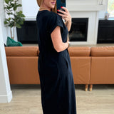 Modern Maritime Shift Maxi Dress in Black