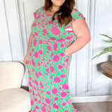 Stand Out Green & Fuchsia Floral Fit & Flare Maxi Dress