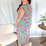 Stand Out Green & Fuchsia Floral Fit & Flare Maxi Dress