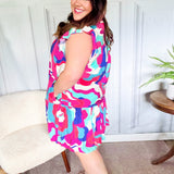 Go For Fun Fuchsia Geo Print Tiered Ruffle Sleeve Woven Dress