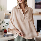 In Your Thoughts Oversized Dolman Sleeve Top in Champagne