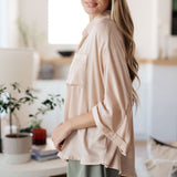 In Your Thoughts Oversized Dolman Sleeve Top in Champagne