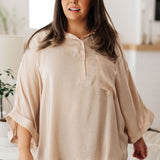 In Your Thoughts Oversized Dolman Sleeve Top in Champagne