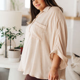 In Your Thoughts Oversized Dolman Sleeve Top in Champagne