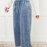 In or Out Wide Leg Cropped Pants in Dusty Blue