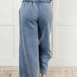 In or Out Wide Leg Cropped Pants in Dusty Blue