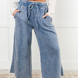 In or Out Wide Leg Cropped Pants in Dusty Blue