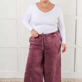 In or Out Wide Leg Cropped Pants in Eggplant