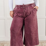 In or Out Wide Leg Cropped Pants in Eggplant