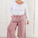 In or Out Wide Leg Cropped Pants in Light Rose