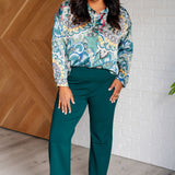 In the Willows Button Up Blouse in Teal Paisley