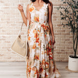 It's All Sunshine V-Neck Floral Dress in Orange