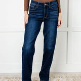 Jacqueline Mid Rise Frayed Hem Straight Leg Jean