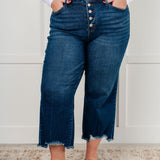 Janice High Rise Button Fly Wide Leg Crop Jeans