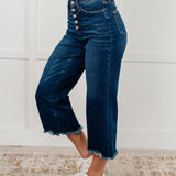 Janice High Rise Button Fly Wide Leg Crop Jeans