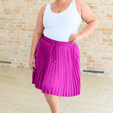 Just a Flirt Pleated Skirt in Magenta