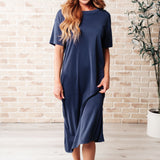 Keeping It Chill Drop Shoulder Maxi Dress in Dark Night