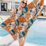 Luxury Beach Towel in Block Floral