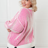 Least High Maintenance Contrast Trim Sweater in Pink