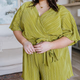 Lovely Life Plisse Romper in Green