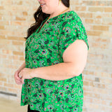 Lizzy Cap Sleeve Top in Green and Black Floral